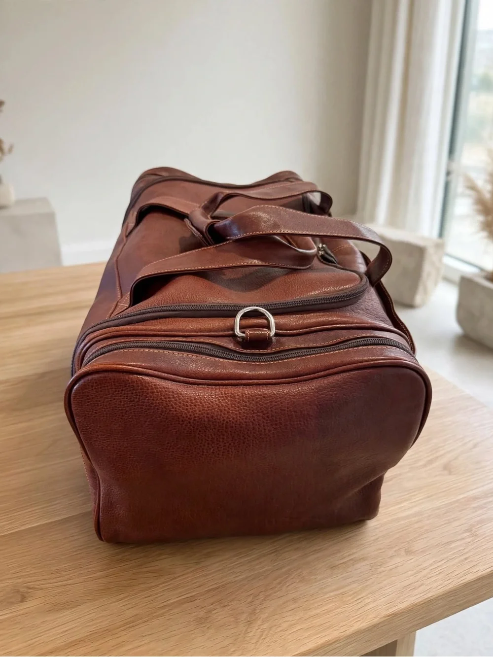 Men's Brown Leather Duffel Bag - Premium Travel Weekender